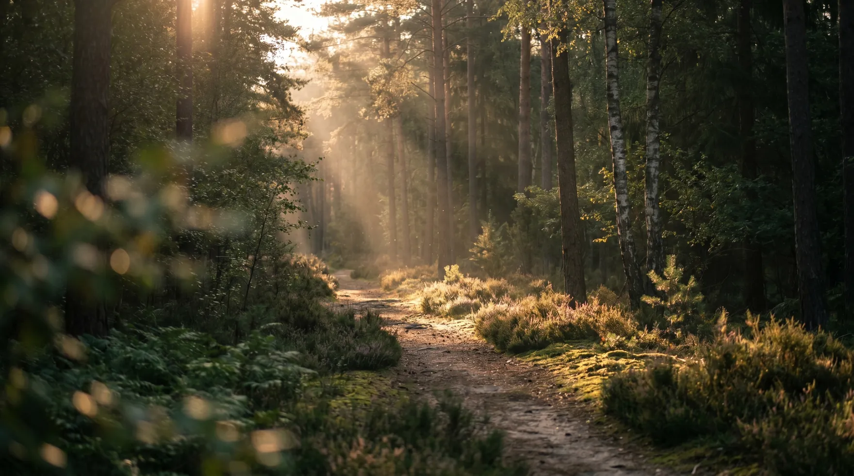 Waldweg im Gegenlicht